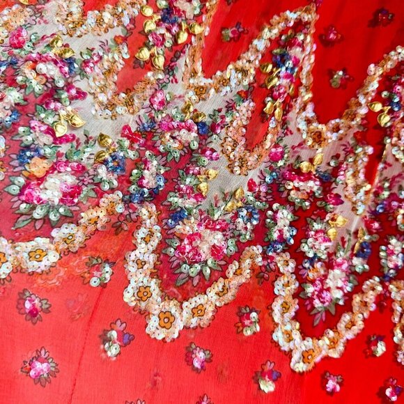 Vintage Adele Wechsler Silk Fully Beaded Midi Skirt S - Picture 6 of 9